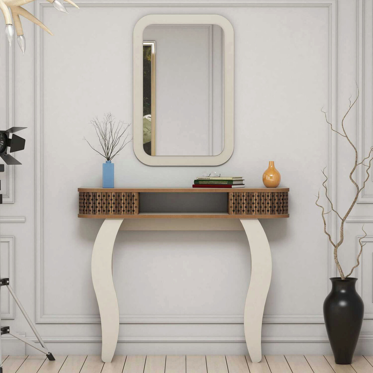Bufet, Hanah Home, Damla, 105x85x30 cm, Crem - imagine 6